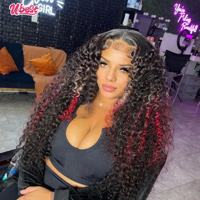 Ombre Red Kinky Curly Lace Front Wig Human Hair Brazilian 5x5 Lace Closure Wigs Transparent 13X6 Lace Frontal Human Hair Wigs - Lux By Latiks