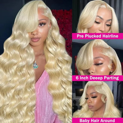 250% Density 613 Blonde Lace Front Wig Human Hair 613 Hd Lace Frontal Wig 13x6 Raw Hair Body Wave Human Hair Wig for Black Women - Lux By Latiks