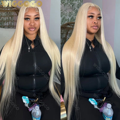 Wiggogo 613 Transparent Hd Lace Frontal Wig 13X6 Bone Straight Blonde Human Lace Front 13X4 Brazilian Preplucked Human Hair Wigs - Lux By Latiks